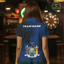 Load image into Gallery viewer, Personalized New York Flag Black Splatter Dart Polo Shirts For Women Custom Dart Team Jerseys NYN2715