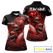 Load image into Gallery viewer, Red Strike Lightning Bowling Custom Team Shirts For Women, Skull Roses Outfit Bowling Team Jersey NYN3071