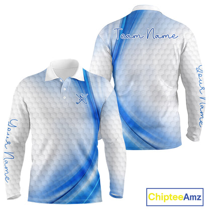 Personalized Blue-Light Twinkle Golf Polo Shirt For Men Custom White Pattern Golf Team Clothes NYN2871