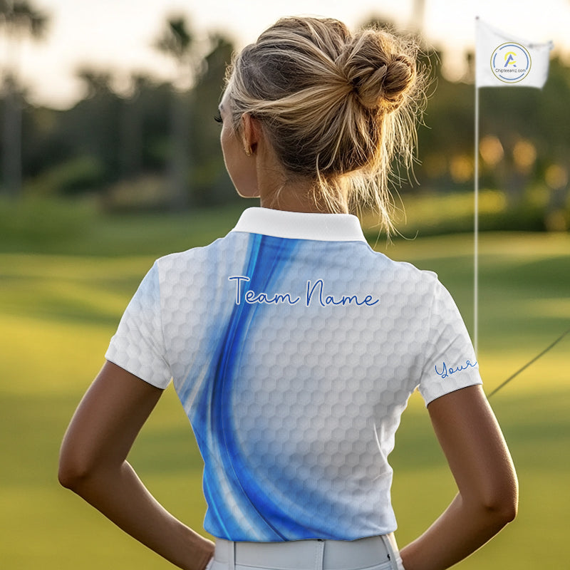 Personalized Blue-Light Twinkle Golf Polo Shirt For Women Custom White Pattern Golf Team Clothes NYN2871
