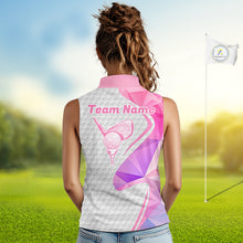 Load image into Gallery viewer, Pink And Purple Diamond Geometric Golf Sleeveless Polo Golf Shirts For Women Custom Golf Team Attire NYN3248