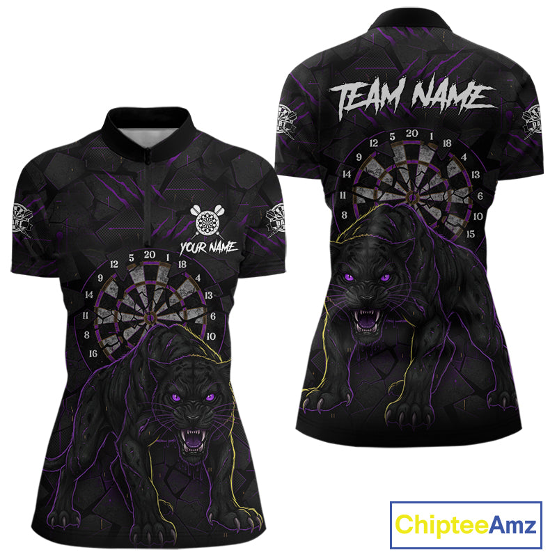 Custom Purple Yellow Tiger Cracked Grunge Dartboard Men Darts Polo Shirt Darts Jersey NYN1973