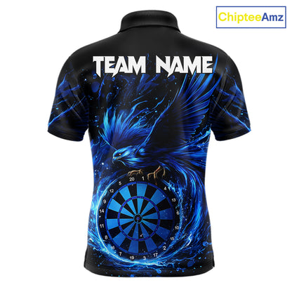 Blue Splatter Funny Eagle Dartboard Darts Polo Shirt For Men Custom Dart Team Jerseys NYN2521