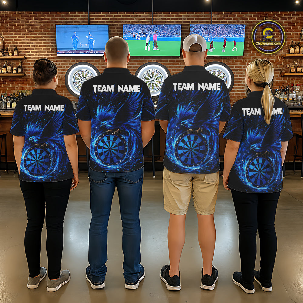 Blue Splatter Funny Eagle Dartboard Darts Polo Shirt For Men Custom Dart Team Jerseys NYN2521