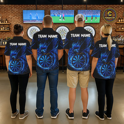 Blue Splatter Funny Eagle Dartboard Darts Polo Shirt For Men Custom Dart Team Jerseys NYN2521