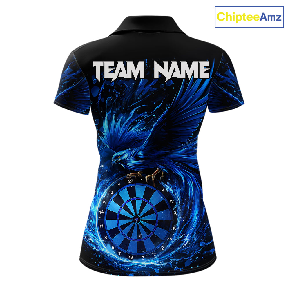 Blue Splatter Funny Eagle Dartboard Darts Polo Shirt For Women Custom Dart Team Jerseys NYN2521