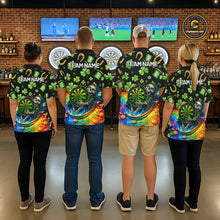 Load image into Gallery viewer, Rainbow Funny Skeleton Green Dartboard Women Darts Quarter-Zip Shirt Custom St Patrick's Day Darts Jersey NYN2533