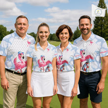 Load image into Gallery viewer, Custom Blue Tropical Monstera Funny Flamingo Matching Men Golf Polo Shirts Team Golf Clothes  NYN2881