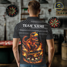 Load image into Gallery viewer, Custom Grunge Flame Dinosaur Darts Shirt Polo &amp; 1/4 Zip Darts Jersey For Men US Flag Dart Outfit NYN2884
