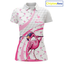 Load image into Gallery viewer, Funny Flamingo Mens Golf Shirt Polo Personalized Pink Argyle Pattern Golf Team Outfits NYN3097