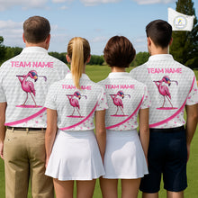 Load image into Gallery viewer, Funny Flamingo Mens Golf Shirt Polo Personalized Pink Argyle Pattern Golf Team Outfits NYN3097