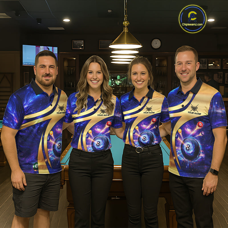 Purple Galaxy Pool 8 Ball Billiard Shirt For Women Personalized Multicolor Light Billiard Apparel NYN2893