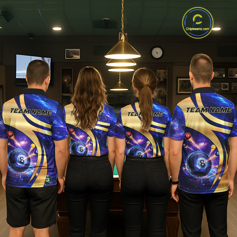 Purple Galaxy Pool 8 Ball Billiard Shirt For Women Personalized Multicolor Light Billiard Apparel NYN2893