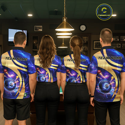 Purple Galaxy Pool 8 Ball Billiard Shirt For Women Personalized Multicolor Light Billiard Apparel NYN2893