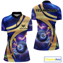Load image into Gallery viewer, Purple Galaxy Pool 8 Ball Billiard Shirt For Women Personalized Multicolor Light Billiard Apparel NYN2893