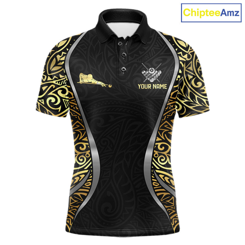 Personalized 8 Ball Pool Crown Men Billiard Shirts Gold And Silver Tribal Billiard Pool Jerseys NYN2894