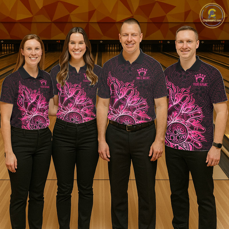 Pink Tribal Pattern Bowling Ball Jersey For Women Custom Tribal Team Shirts Bowling League NYN3571