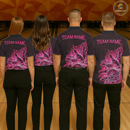 Pink Tribal Pattern Bowling Ball Jersey For Women Custom Tribal Team Shirts Bowling League NYN3571
