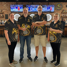 Load image into Gallery viewer, Gold Light Dragon Dartboard Custom Women Darts Quarter-Zip League Shirts Dragon Dart Jerseys NYN2236