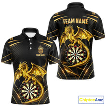 Load image into Gallery viewer, Gold Light Dragon Dartboard Custom Men Darts Polo League Shirts Dragon Dart Jerseys NYN2236