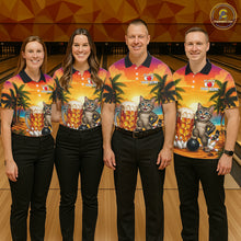 Load image into Gallery viewer, Cheer Beer And Cat Funny Women Bowling Shirt Custom Summer Tropical Youth Bowling Shirts NYN3277