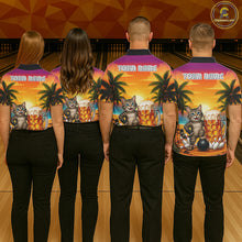 Load image into Gallery viewer, Cheer Beer And Cat Funny Women Bowling Shirt Custom Summer Tropical Youth Bowling Shirts NYN3277