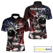 Load image into Gallery viewer, Grunge Skull Mens Bowling Polo Shirt Custom Youth Bowling Team Outfits