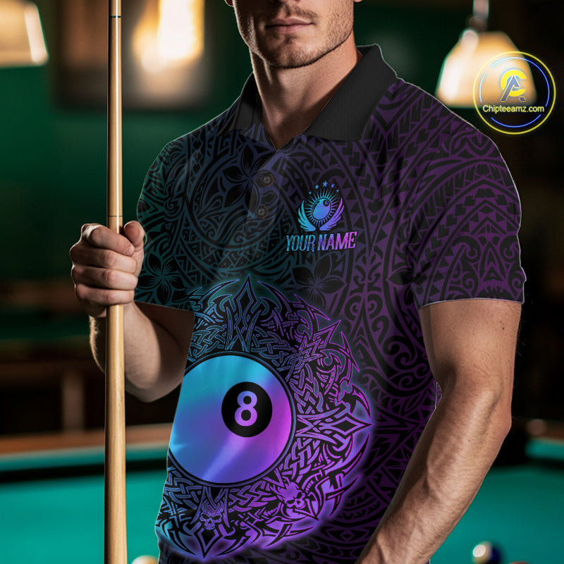 Custom Blue & Purple Tribal 8 Ball Billiard Jersey For Men Billiard Clothes Billiard Team Shirts NYN2924