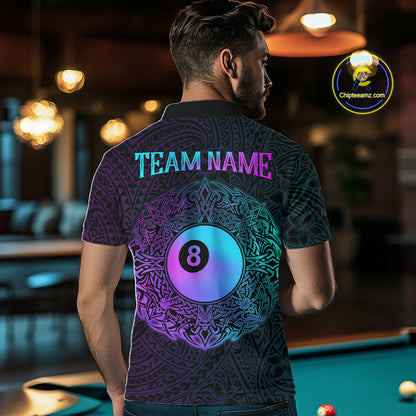 Custom Blue & Purple Tribal 8 Ball Billiard Jersey For Men Billiard Clothes Billiard Team Shirts NYN2924