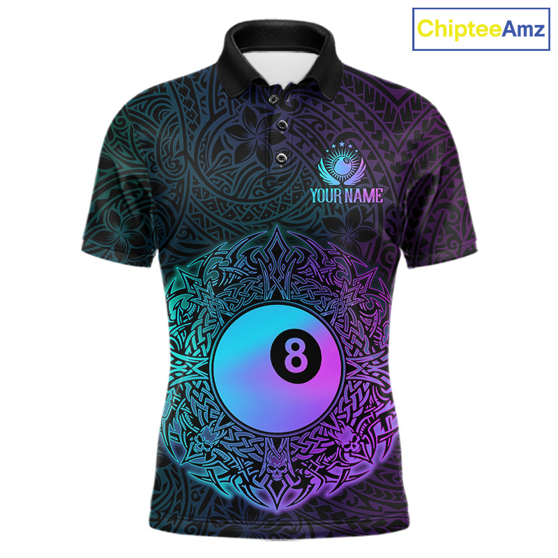Custom Blue & Purple Tribal 8 Ball Billiard Jersey For Men Billiard Clothes Billiard Team Shirts NYN2924