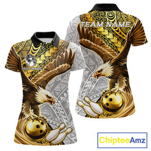 Load image into Gallery viewer, Black And Gold Tribal Bowling Jersey For Women Custom Eagle Tribal Team Shirts Bowling League NYN2927
