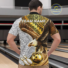 Load image into Gallery viewer, Black And Gold Tribal Bowling Jersey For Men Custom Eagle Tribal Team Shirts Bowling League NYN2927