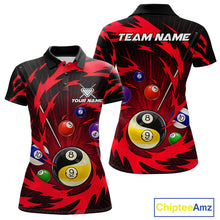 Load image into Gallery viewer, Red tornado yin yang pool shirt for women custom polo billiard team jersey
