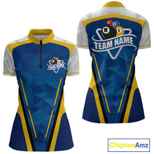 Load image into Gallery viewer, Yellow and blue geometric billiard 1/4-zip shirt for women custom team jersey