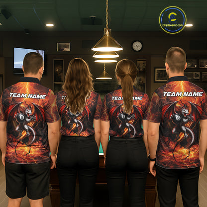 Dragon 8 Ball Cracked Thunder Lightning Billiard Shirts For Women Custom Billiard Team Jersey | Orange NYN3312