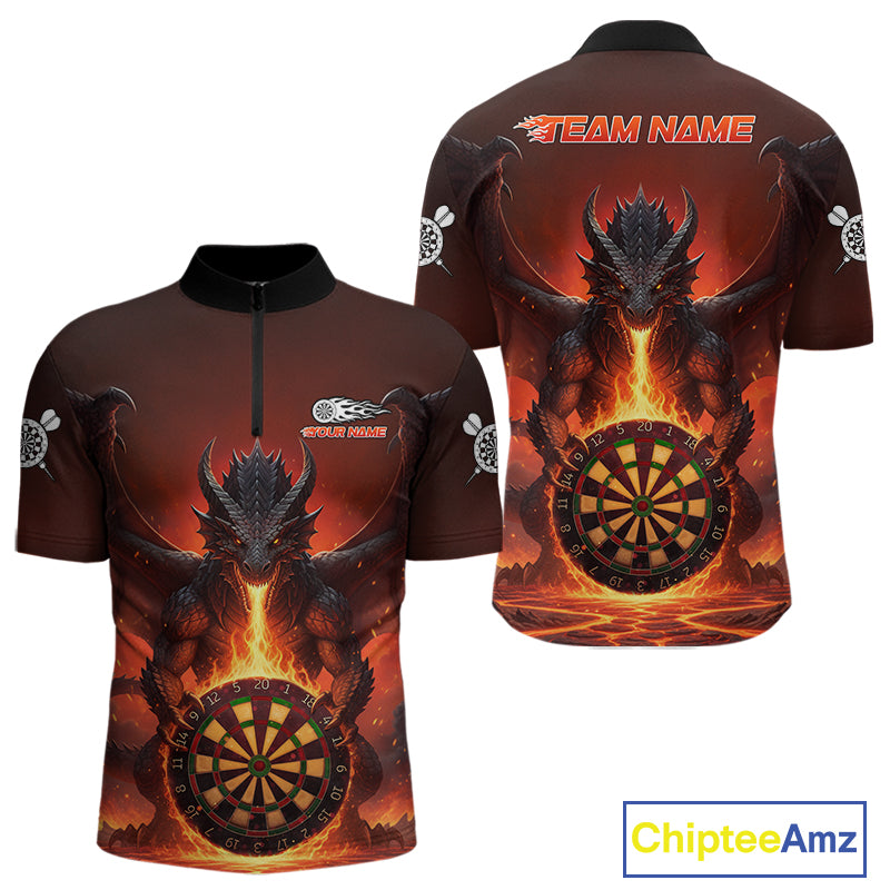 Fire Flame Dragon Red Darts Custom Men Darts Jersey Flaming Darts League Shirt NYN2040