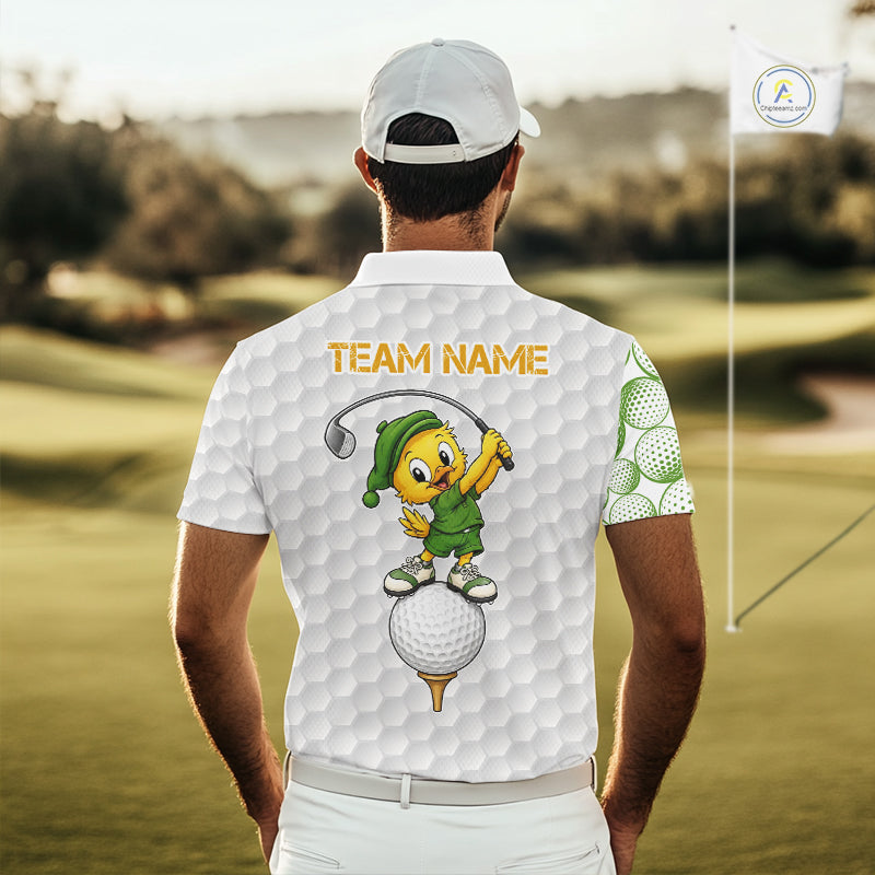 Funny Duck Golfer Polos Team Outfits Yellow And Green Golf Jerseys For Men, Best Mens Golf Shirts NYN3317