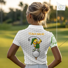 Load image into Gallery viewer, Funny Duck Golfer Polos Team Outfits Yellow And Green Golf Jerseys For Women, Best Mens Golf Shirts NYN3317