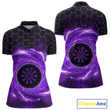 Load image into Gallery viewer, Black &amp; Purple Storm Lightning Dartboard Custom Women Quarter-Zip Dart Shirt Halftone Dart Jerseys NYN1777