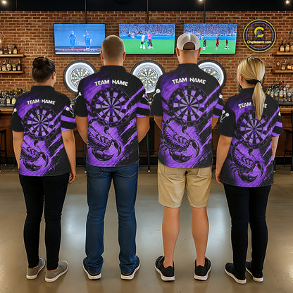 Black And Purple Grunge Scorpion Custom Funny Darts Quarter-Zip Shirts Men Dart Team Jerseys NYN2274