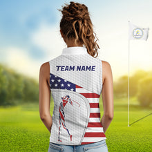 Load image into Gallery viewer, American Flag Patriot Personalized Golf White Womens Golf Sleeveless Polo Shirts Custom Golf Gifts NYN3148