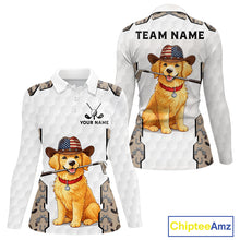Load image into Gallery viewer, Personalized Cowboy Pattern White Golf Ball Womens Golden Golf Polo Shirts Custom Name Golf Gifts NYN3151
