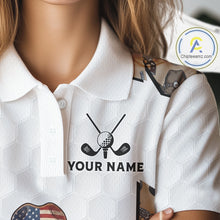Load image into Gallery viewer, Personalized Cowboy Pattern White Golf Ball Womens Golden Golf Polo Shirts Custom Name Golf Gifts NYN3151