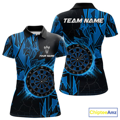 Blue broken glass dartboard lightning dart shirt for women custom dart jersey
