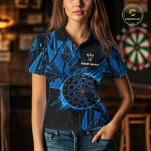 Load image into Gallery viewer, Blue Broken Glass Dartboard Lightning Dart Shirt Custom Dart Jersey For Women, Gifts For Dart Players NYN3335