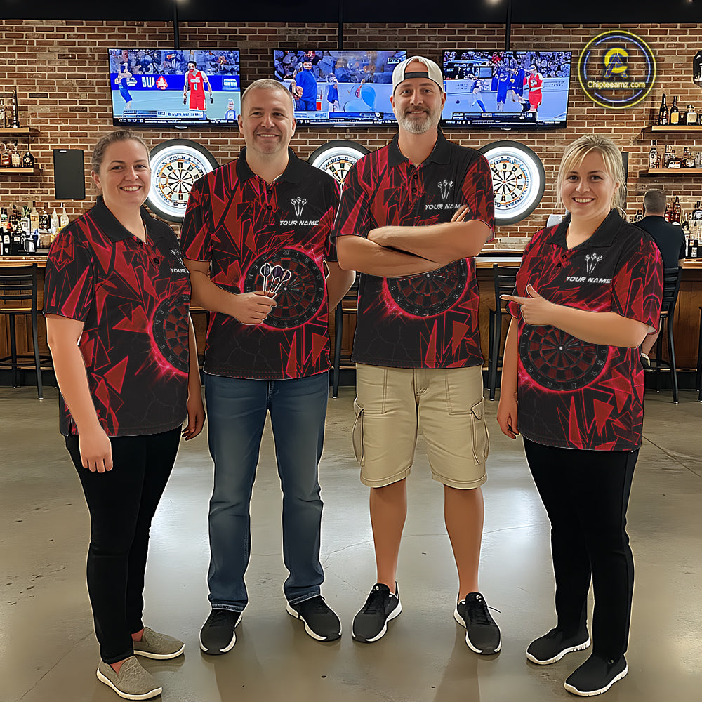 Red Broken Glass Dartboard Lightning Dart Shirt Custom Dart Jersey For Men, Gifts For Dart Players NYN3336
