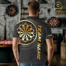 Load image into Gallery viewer, Black &amp; Gold Gradient Dartboard Mens Dart Polo Quarter Zip Shirts Custom Team Name Dart Jerseys NYN3630