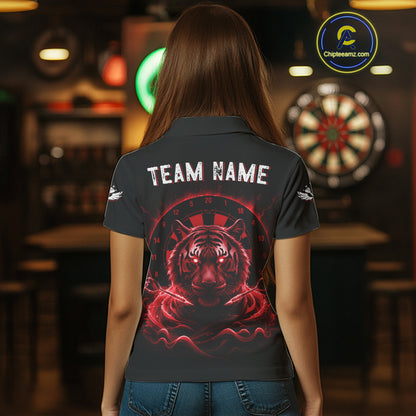 Black And Red Smokes Tiger Dartboard Custom Mens Polo Dart Shirt Funny Dart Jerseys NYN1783