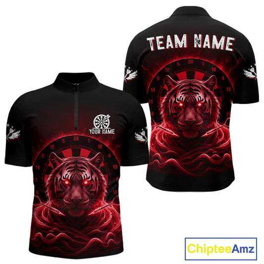 Black And Blue Smokes Tiger Dartboard Custom Mens Polo Dart Shirt Funny Dart Jerseys NYN1782