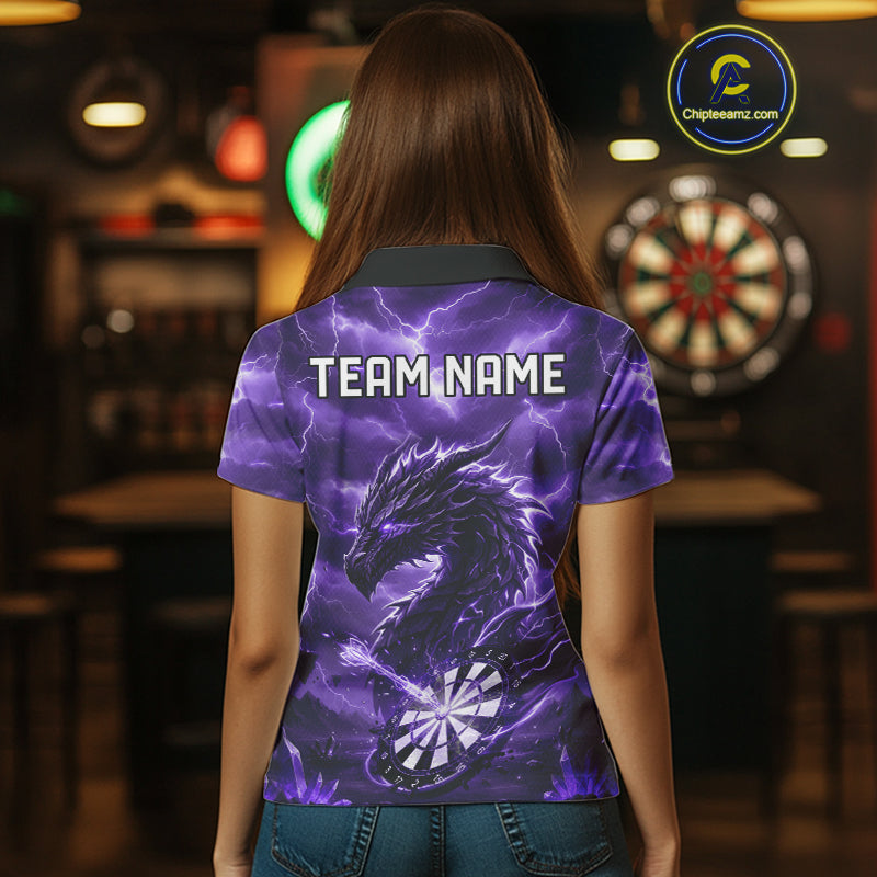 Lightning Dragon Purple Dartboard Custom Dart Men Polo Shirt Outfits Dart Jerseys NYN1786